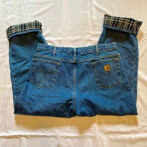 Carhartt Flannel Lined Denim Blue Jeans W40 L32 EUC